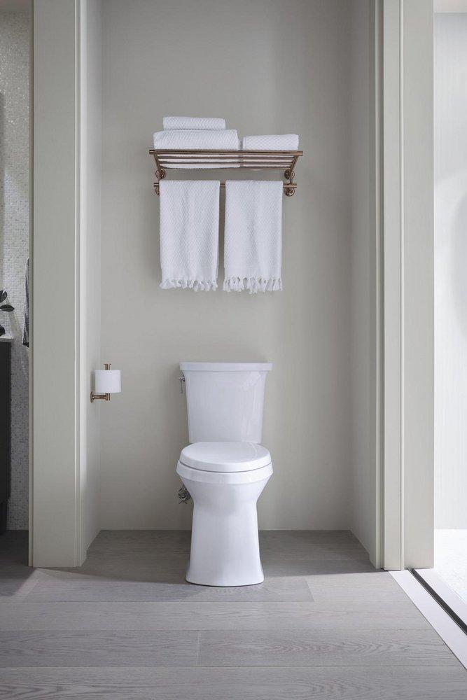 KOHLER White 1.28 gpf Elongated Floor Mount Two Piece Toilet 