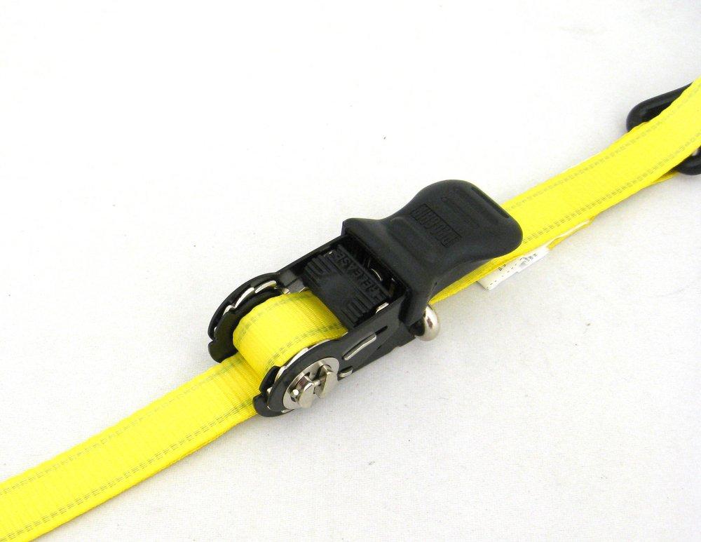 USA Products Black/Yellow 15ft x 1" Slider Ratchet, double J hooks, Pair Pack 