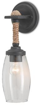25W 1-Light Medium E-26 Incandescent Wall Sconce in French Black with Natural