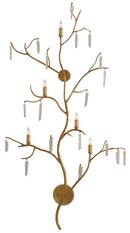 60W 5-Light Candelabra E-12 Incandescent Wall Sconce in Washed Lucerne Gold with Natural