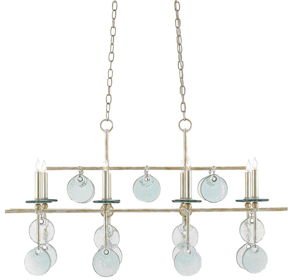 Currey and Company Silver Granello 60W 8-Light Candelabra E-12 Incandescent Chandelier 