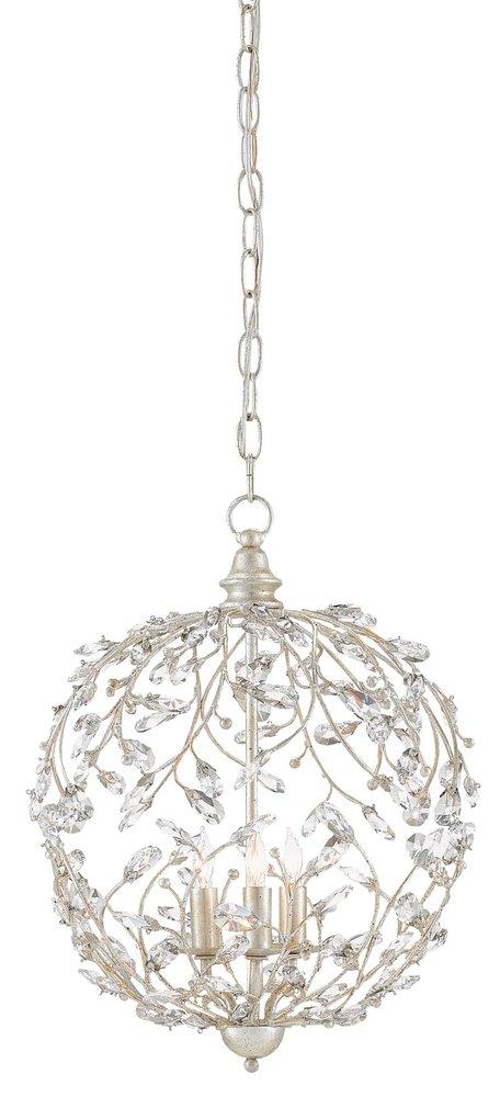 Currey and Company Silver Granello 13 in. 60W 3-Light Candelabra E-12 Incandescent Chandelier 