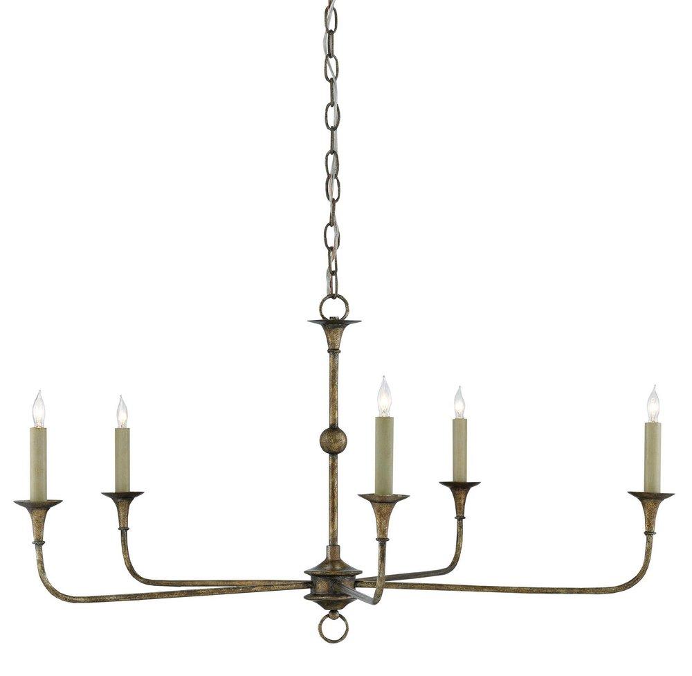 Currey and Company Pyrite Bronze 36 in. 60W 5-Light Candelabra E-12 Chandelier 