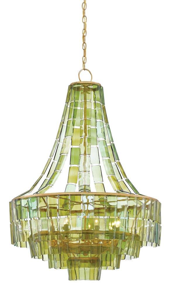 Dark Contemporary Gold Leaf/Green VINTNER CHANDELIER 
