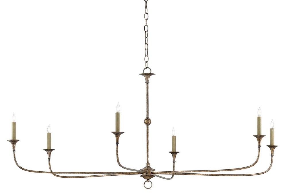 Currey and Company Pyrite Bronze 61 in. 60W 6-Light Candelabra E-12 Incandescent Chandelier 