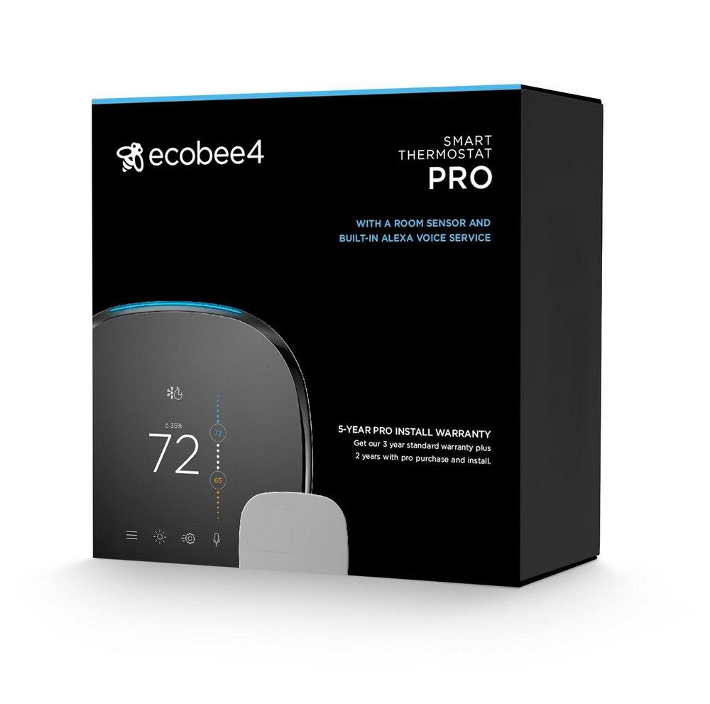 Ecobee Black Wi-Fi Programmable Thermostat with Remote Sensor 