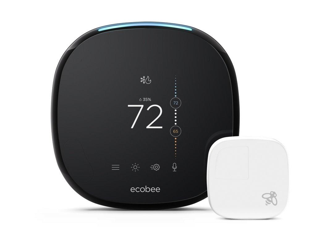 Ecobee Black Wi-Fi Programmable Thermostat with Remote Sensor 