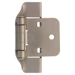 Pair of (2) - Semi Wrap 1/2 in. Overlay Self Close Cabinet Hinges in Satin Nickel