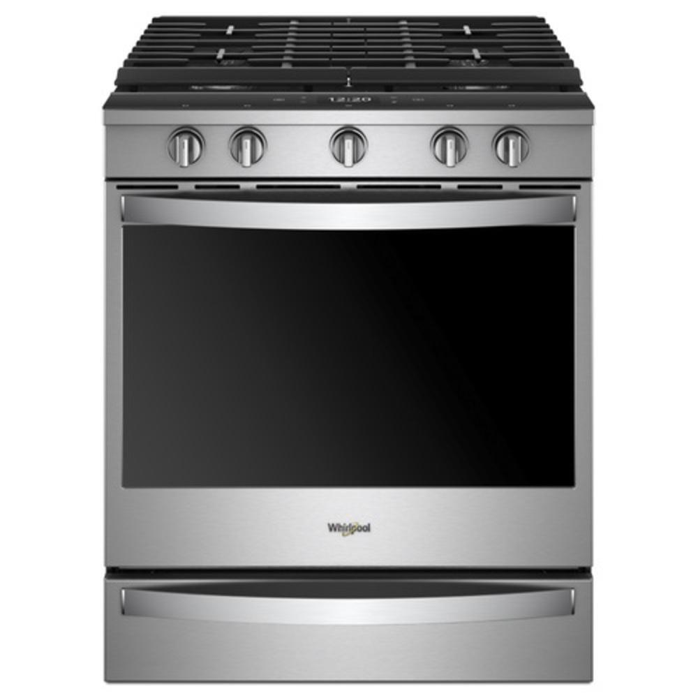 Whirlpool Fingerprint Resistant Stainless Steel 29-7/8 in. Gas 5-Burner Simmer Slide-in Range 
