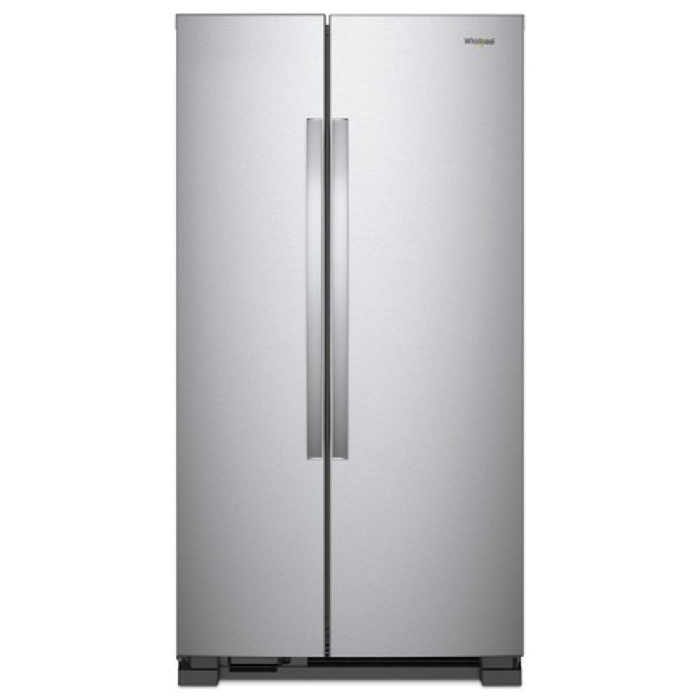 Whirlpool Monochromatic Stainless Steel 32-3/4 in. 22 cu. ft. Side-By-Side and Full Refrigerator 