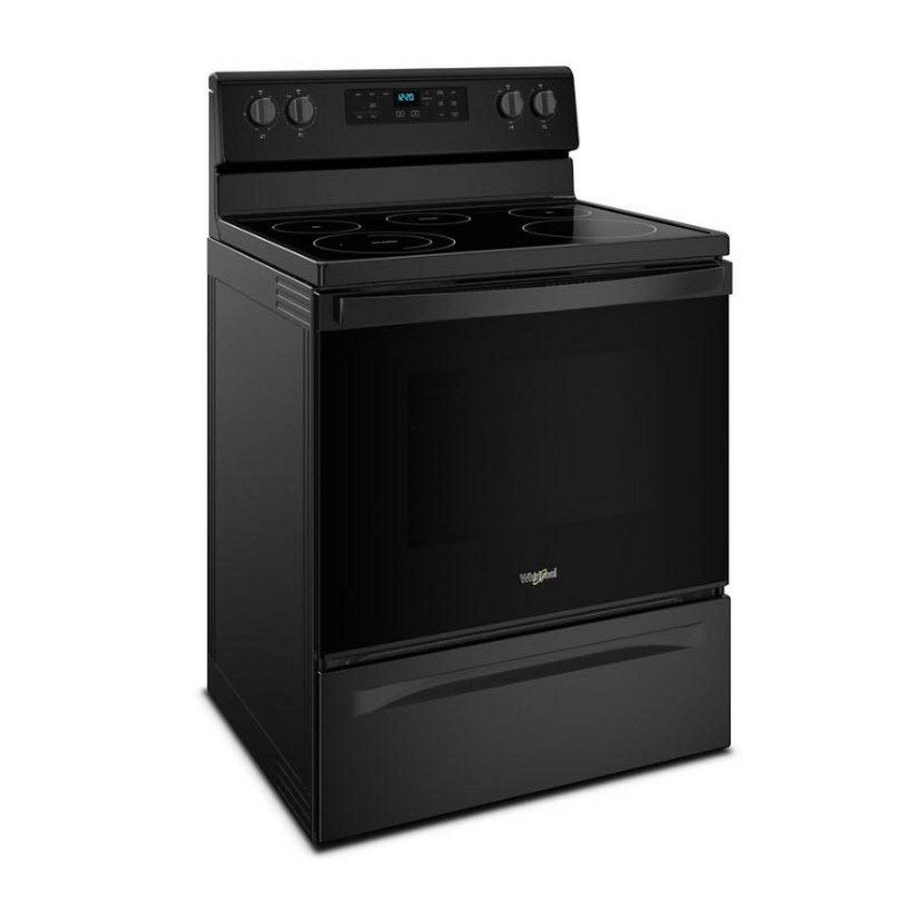 Whirlpool Black 29-7/8 in. Electric 5-Burner Smoothtop Freestanding Range 