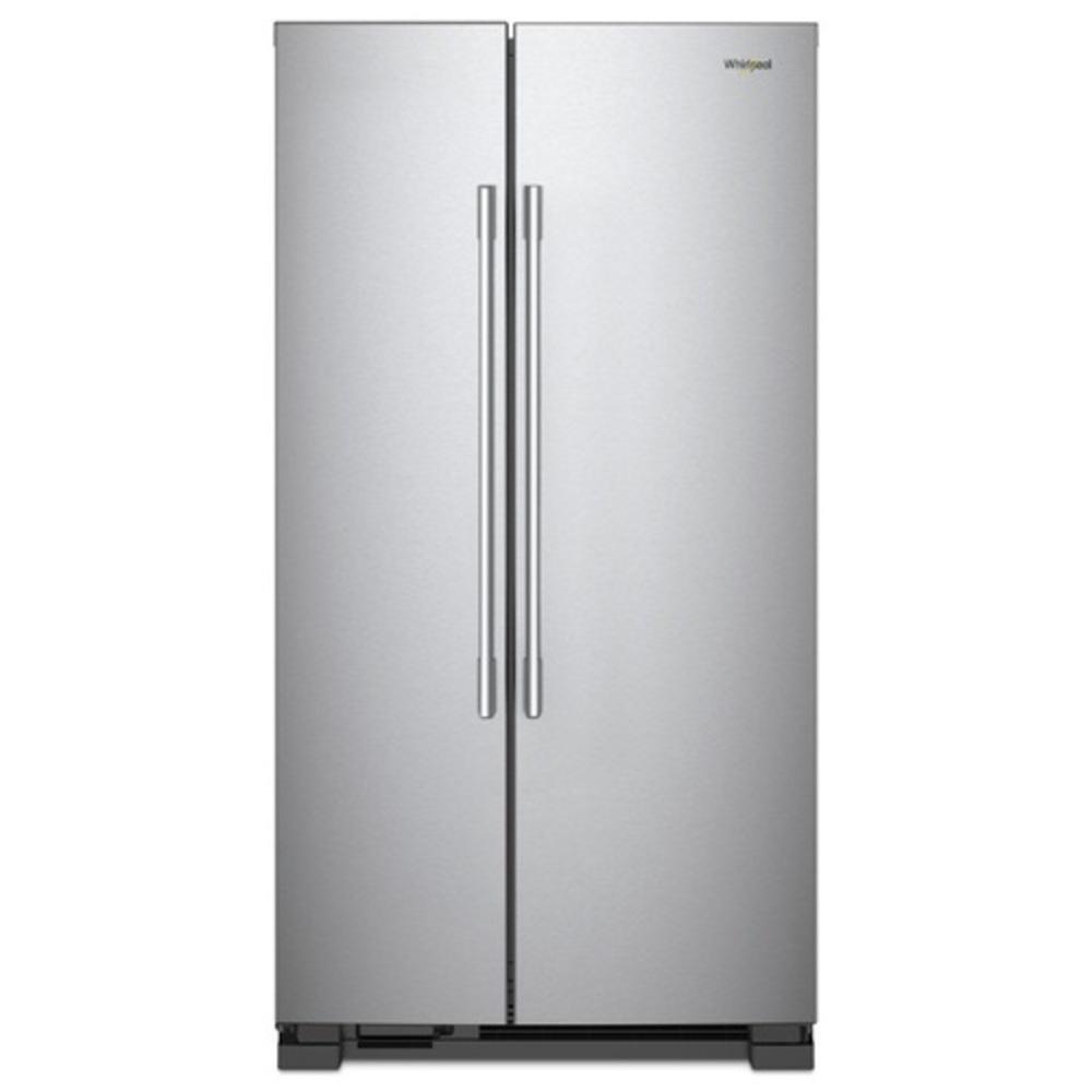 Whirlpool Monochromatic Stainless Steel 35-7/8 in. 25 cu. ft. Side-By-Side and Full Refrigerator 
