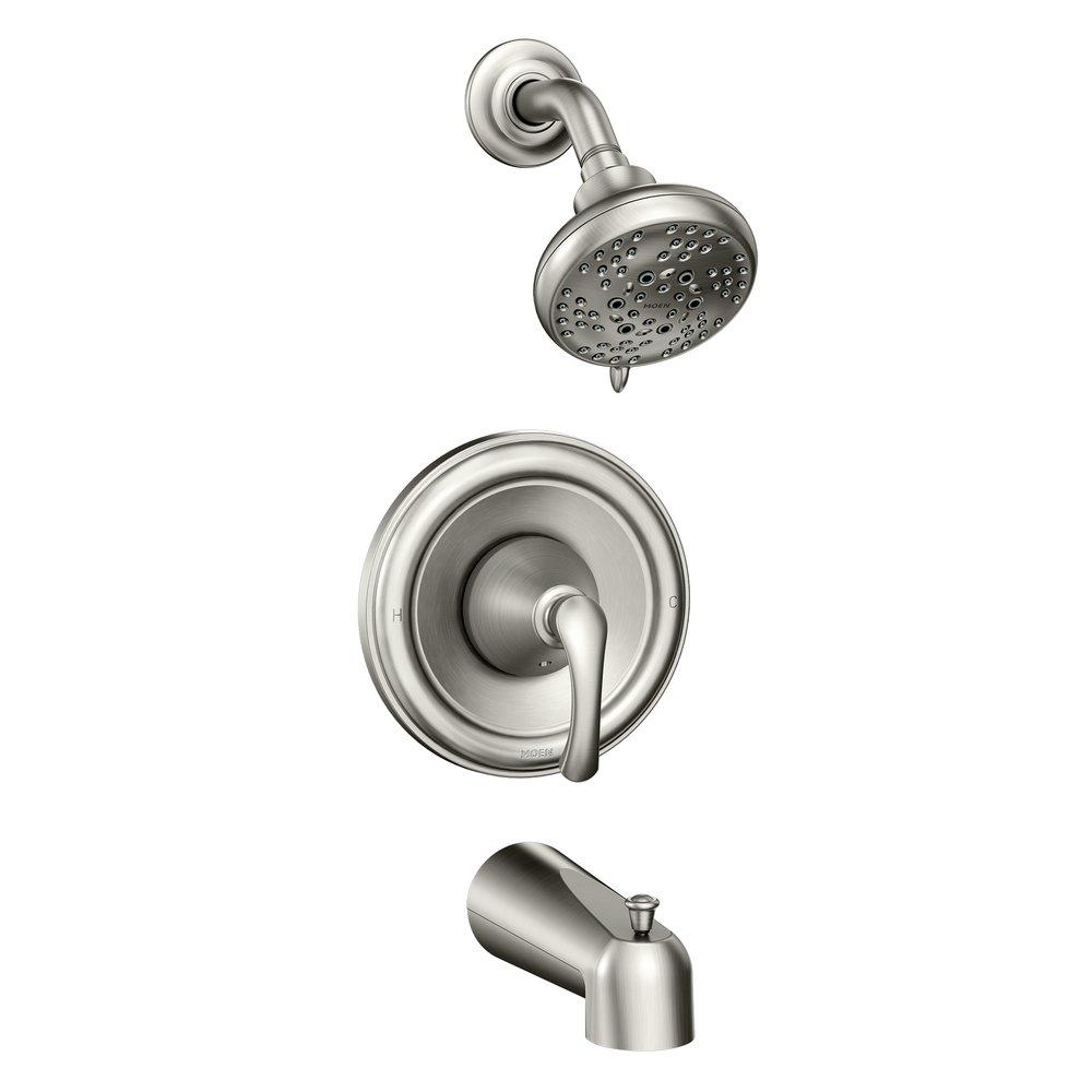 Moen Spot Resist Brushed Nickel Single Handle Multi Bathtub & Shower Faucet 