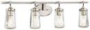 60W 4-Light Bath Light with Clear Glass in Brushed Nickel