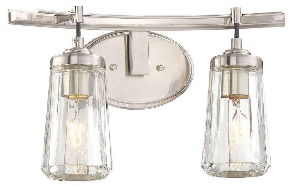 Minka Lavery Brushed Nickel 60W 2-Light Bath Light with Clear Glass 