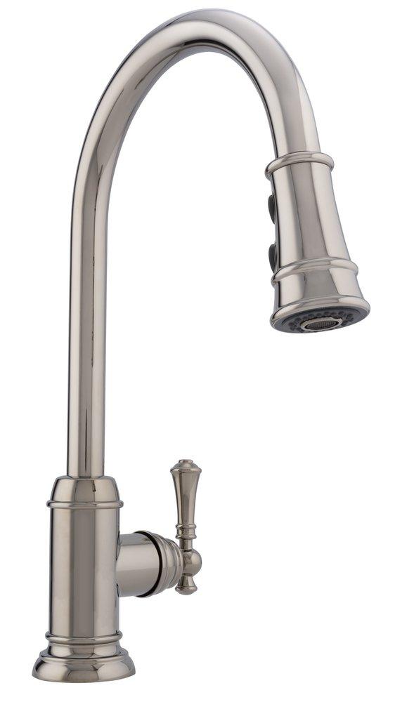 Mirabelle&reg; Polished Nickel Single Handle Pull Down Kitchen Faucet 