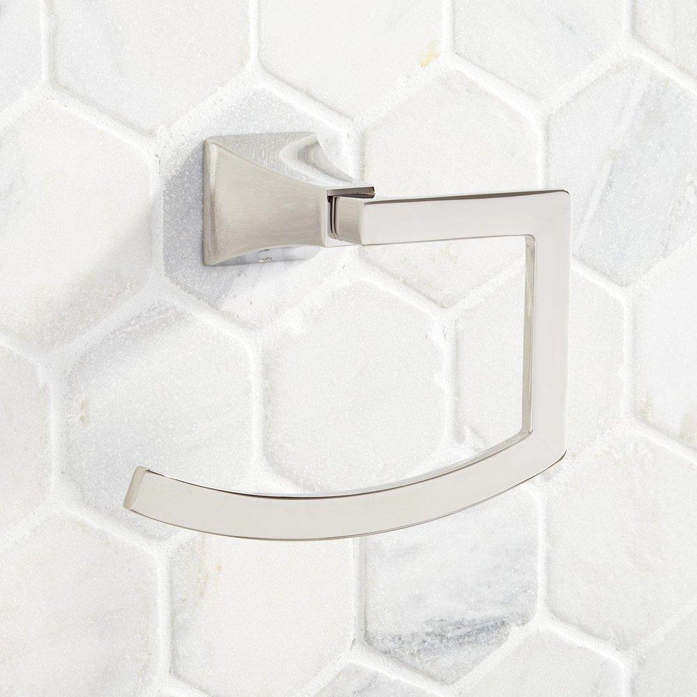 Signature Hardware Polished Nickel Rectangular Open Towel Ring 