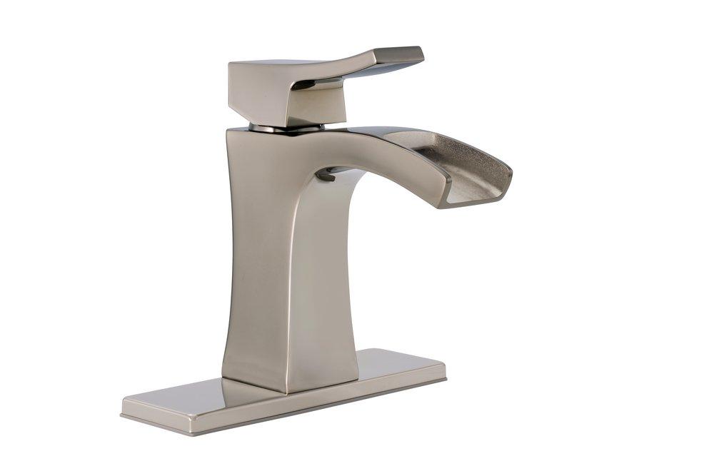 Signature Hardware Polished Nickel Single Handle Monoblock Bathroom Sink Faucet 