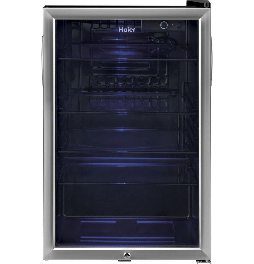 GE&reg; Black/Stainless Steel 20-1/2 in. 150 Cans Beverage Center 