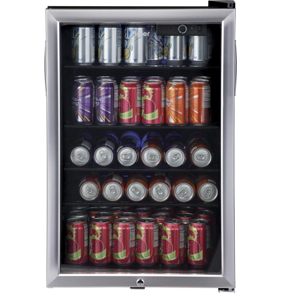 Haier Black 20-1/2 in. 150 Cans Beverage Center 