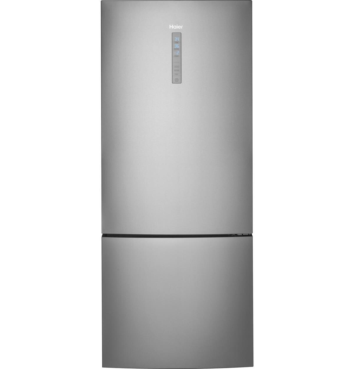 Haier Stainless Steel 27-5/8 in. 11.1 cu. ft. Bottom Mount Freezer and Counter Depth Refrigerator 