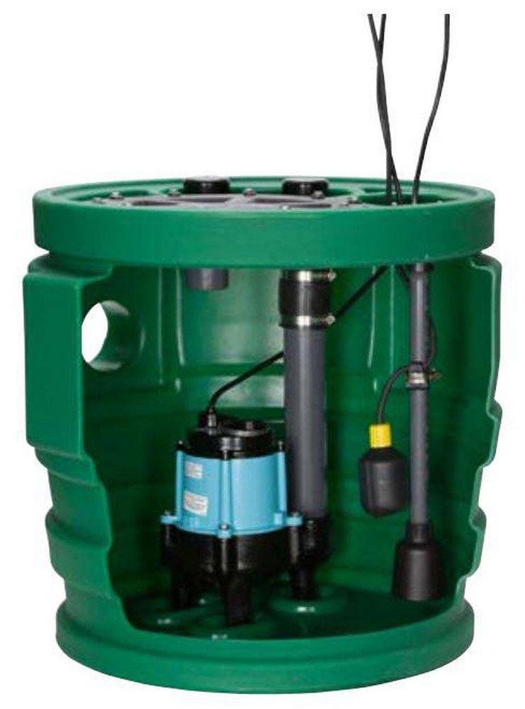 Little Giant 24 x 24 in. 115V Premium Simplex Sewage System with Tether Float Switch 