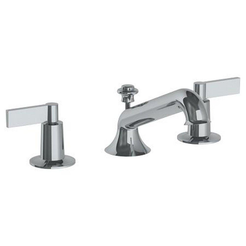 Watermark Designs Polished Nickel Deck Mount Widespread Bathroom Sink Faucet with Double Lever Handle 
