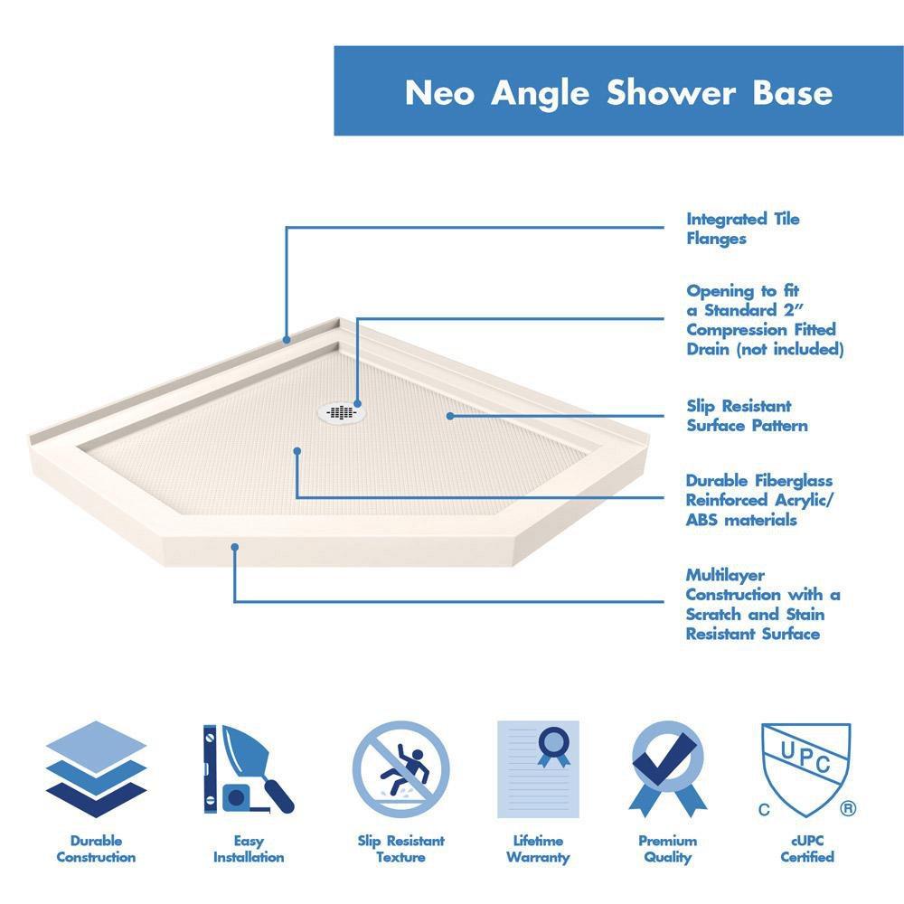 DreamLine Biscuit 38 x 38 in. Shower Tray with Corner Drain 