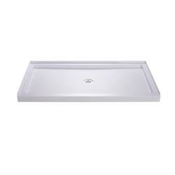 54 in. x 32 in. Shower Base with Center Drain in White