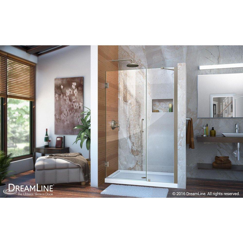 DreamLine Brushed Nickel 48 x 72 in. Hinged Clear Glass Shower Door 