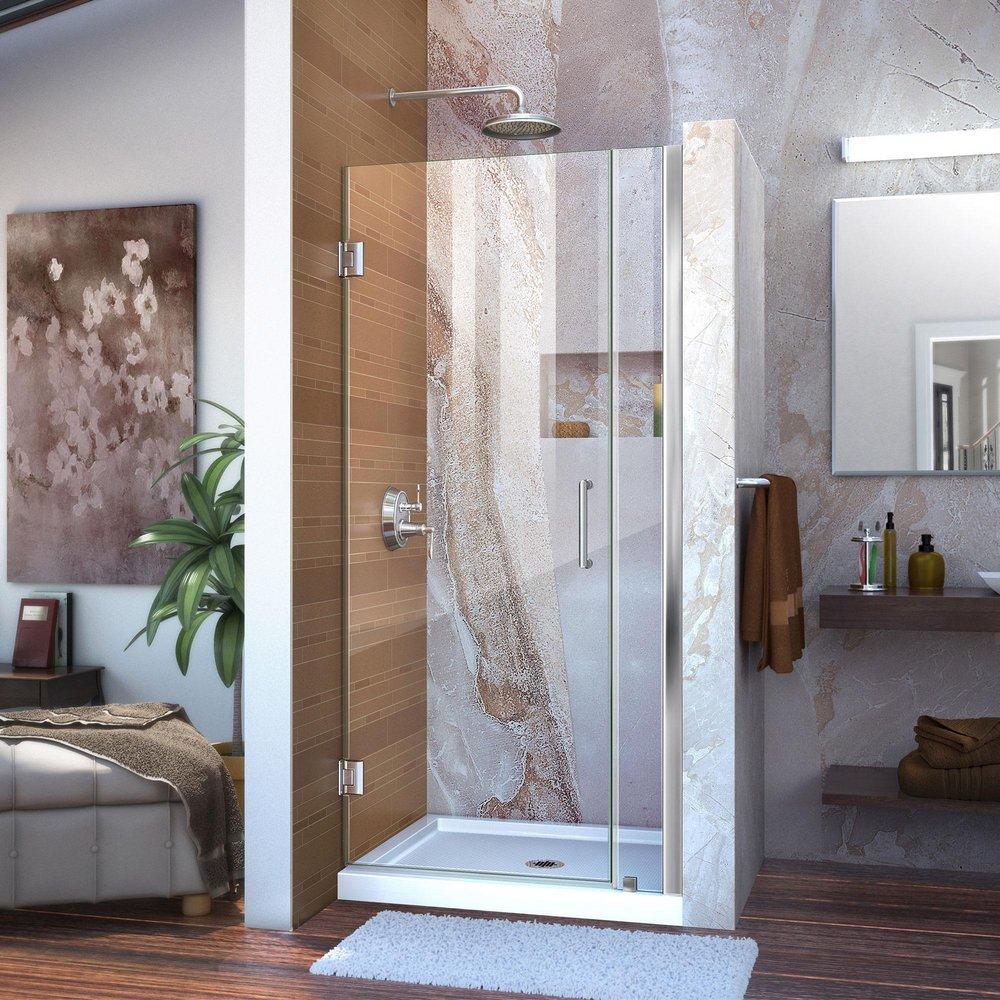 DreamLine Chrome 36 x 72 in. Hinged Clear Glass Shower Door 