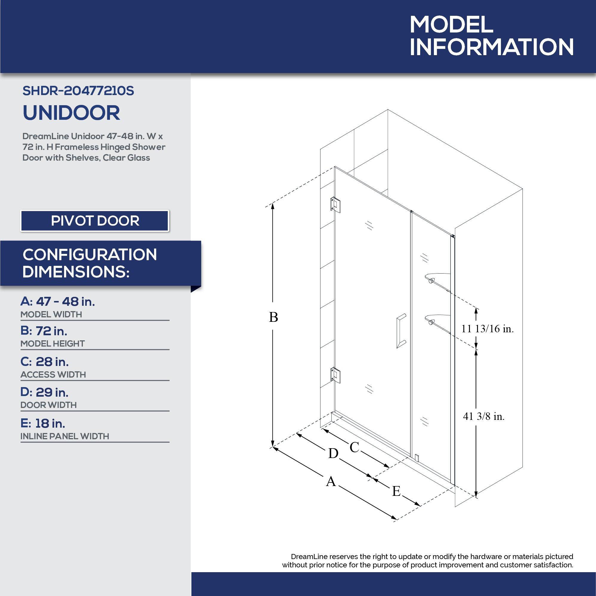UNIDOOR 47-48 IN. SHWR DR BLACK 