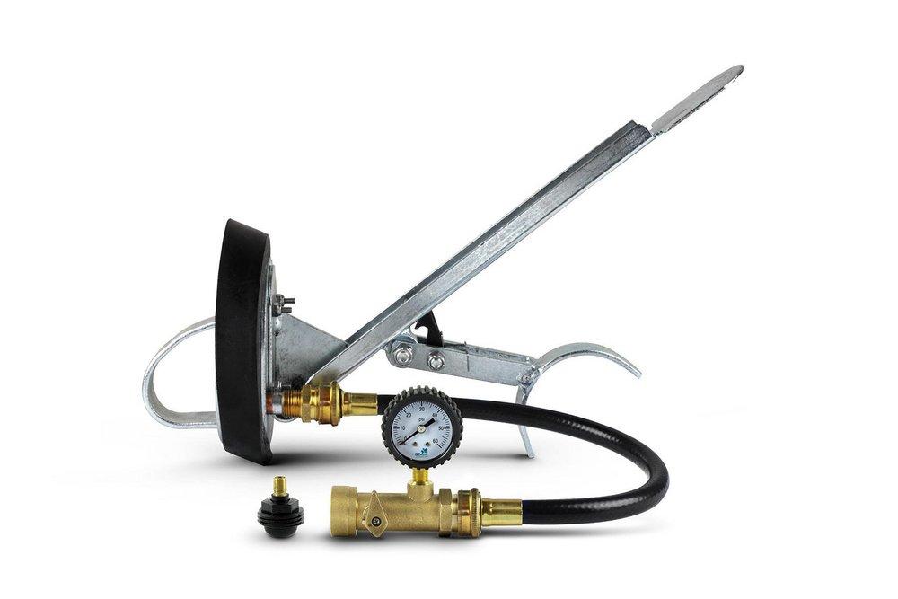 GT Water Products Test Tee Plug with Water Fill Hose and Air Gauge 