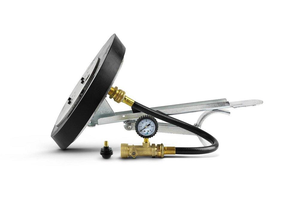 GT Water Products Test Tee Plug with Water Fill Hose and Air Gauge 