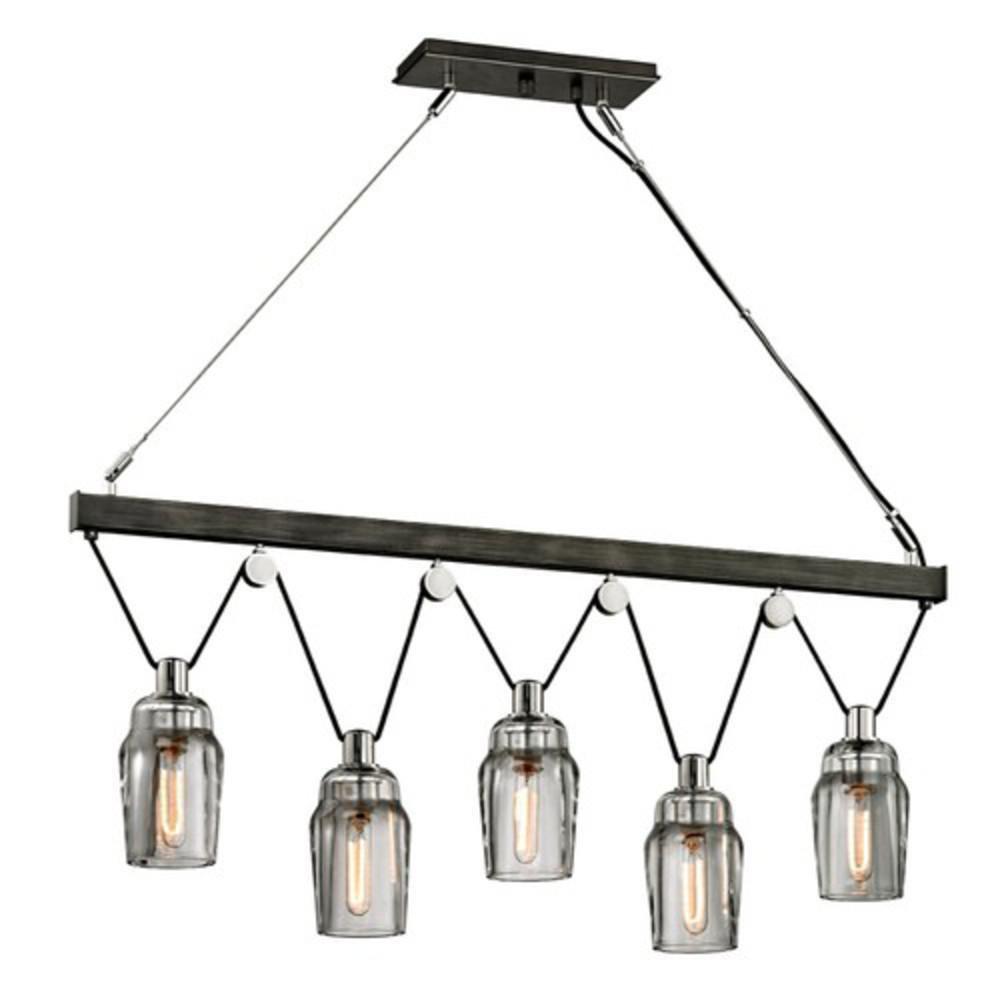 Troy-CSL Lighting Graphite/Polished Nickel 60W 5-Light Incandescent Island Light 
