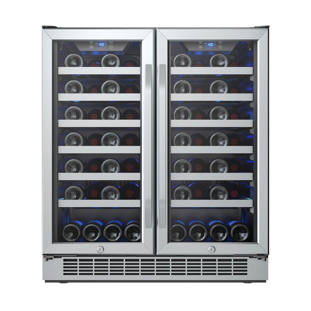 Edgestar Stainless Steel/Black 29-1/2 in. 56 Bottles Wine Cooler 