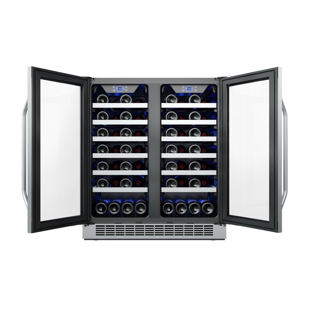 Edgestar Stainless Steel/Black 29-1/2 in. 56 Bottles Wine Cooler 