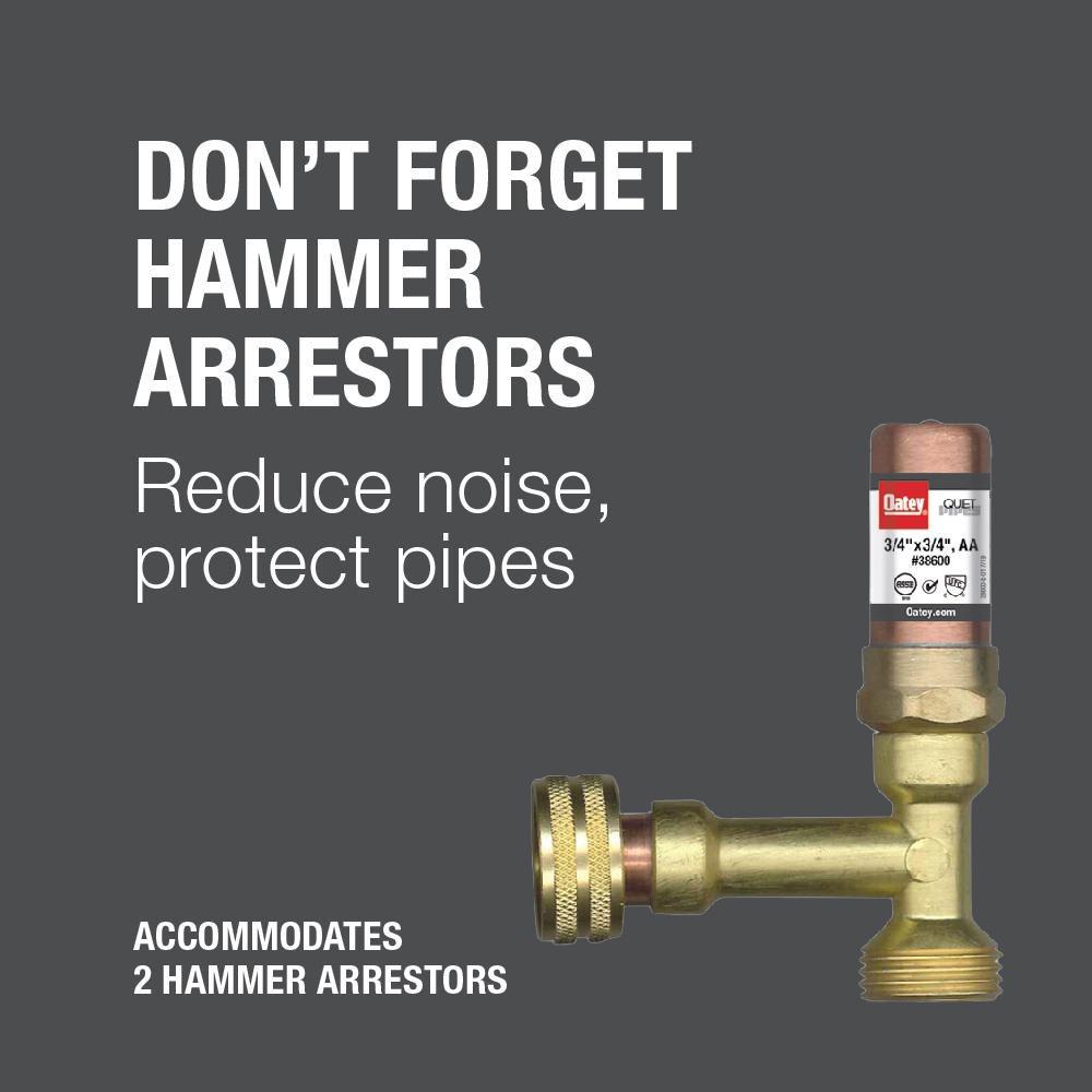 Oatey&reg; White Brass and PVC Washing Machine Outlet Box No-Hammer Standard Pack with PEX Connection 