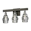 16-1/2 in. 180W 3-Light Candelabra E-12 Incandescent Vanity Fixture with Clear Pressed Glass in Graphite with Polished Nickel