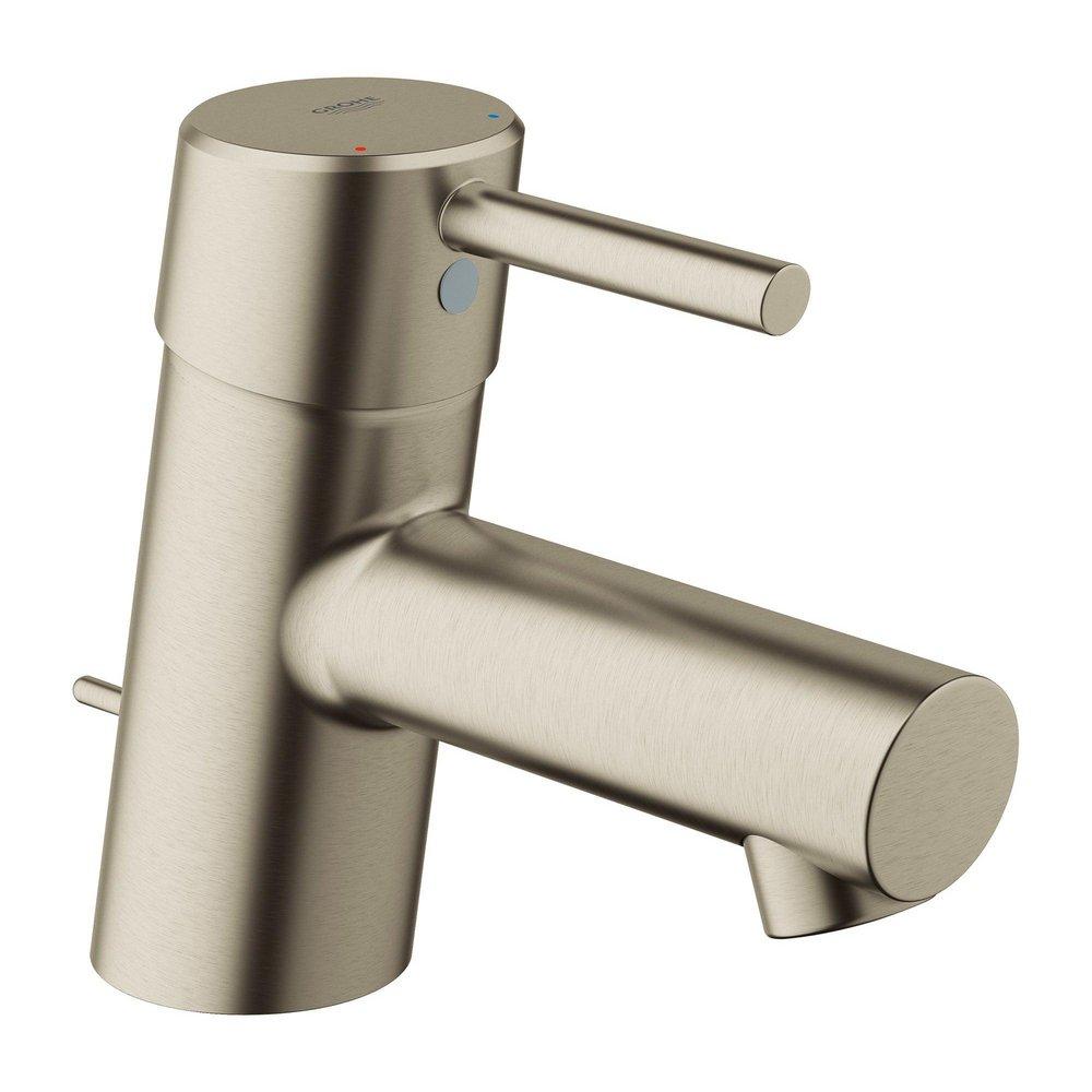 GROHE Brushed Nickel Infinity Finish&trade; Single Handle Monoblock Bathroom Sink Faucet 