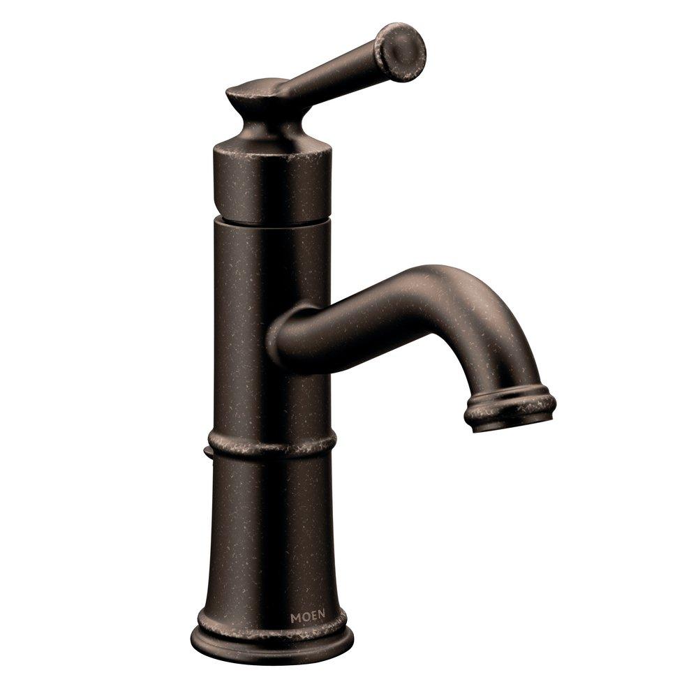 Moen Oil Rubbed Bronze Single Handle Monoblock Bathroom Sink Faucet Lever Handle 