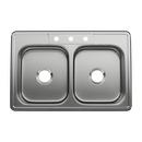 33 x 22 in. 3-Hole Stainless Steel Double Bowl Drop-in Kitchen Sink with Sound Dampening