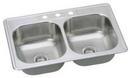 33 x 22 in. 3-Hole Stainless Steel Double Bowl Drop-in Kitchen Sink with Sound Dampening
