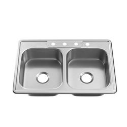 33 x 22 in. Stainless Steel Double Bowl Drop-in Kitchen Sink