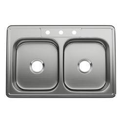 33 x 22 in. Stainless Steel Double Bowl Drop-in Kitchen Sink