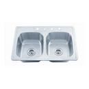 32 x 22 in. 4-Hole Stainless Steel Double Bowl Drop-in Kitchen Sink