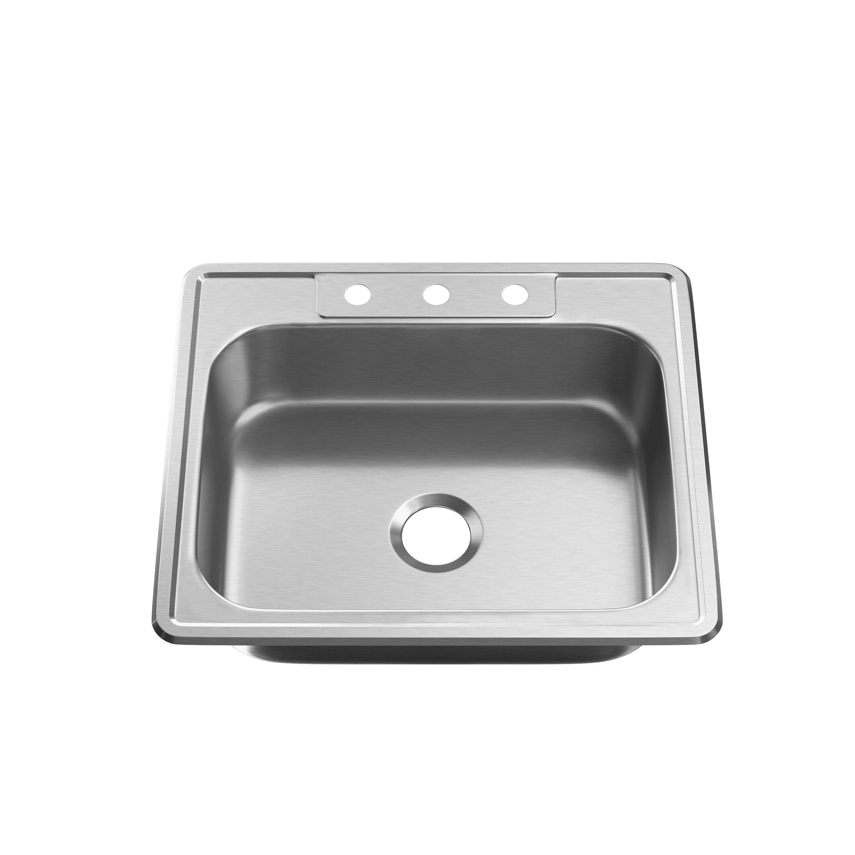 PROFLO&reg; Stainless Steel 25 x 22-1/16 in. 4-Hole Single Bowl Drop-in Kitchen Sink 