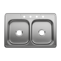 33 x 22 in. Stainless Steel Double Bowl Drop-in Kitchen Sink