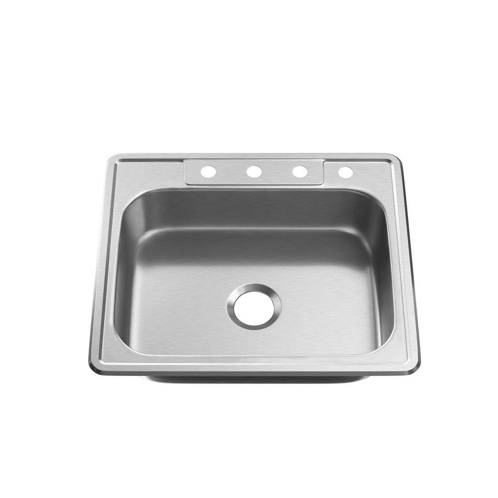 PROFLO&reg; Stainless Steel 25 x 22-1/6 in. Stainless Steel Single Bowl Drop-in Kitchen Sink 