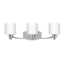 23 in. Wide 3-Light  Vanity Fixture  in Polished Chrome with Frosted Glass Shades (100W)